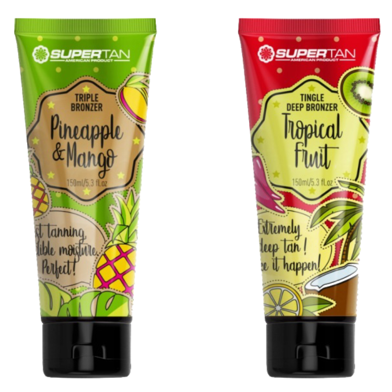 Набор для солярия SuperTan, бронзер Pineapple & Mango 150 мл и Tingle Tropical Fruit 150 мл — фото 4